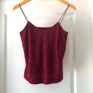 Ann Taylor Dazzling Maroon Beaded Crop Top size 6P